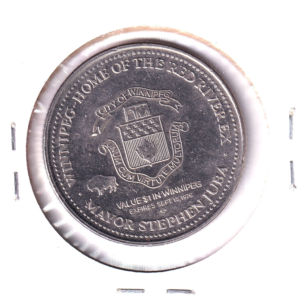 1976 Winnipeg Red River Dollar Trade Token: Home of the Red River Ex