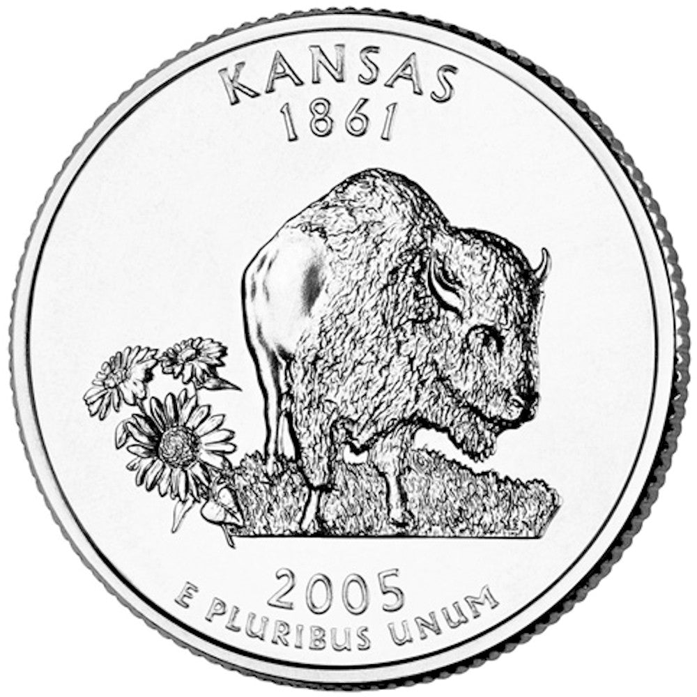 2005-D Kansas USA Statehood Quarter Uncirculated (MS-60)