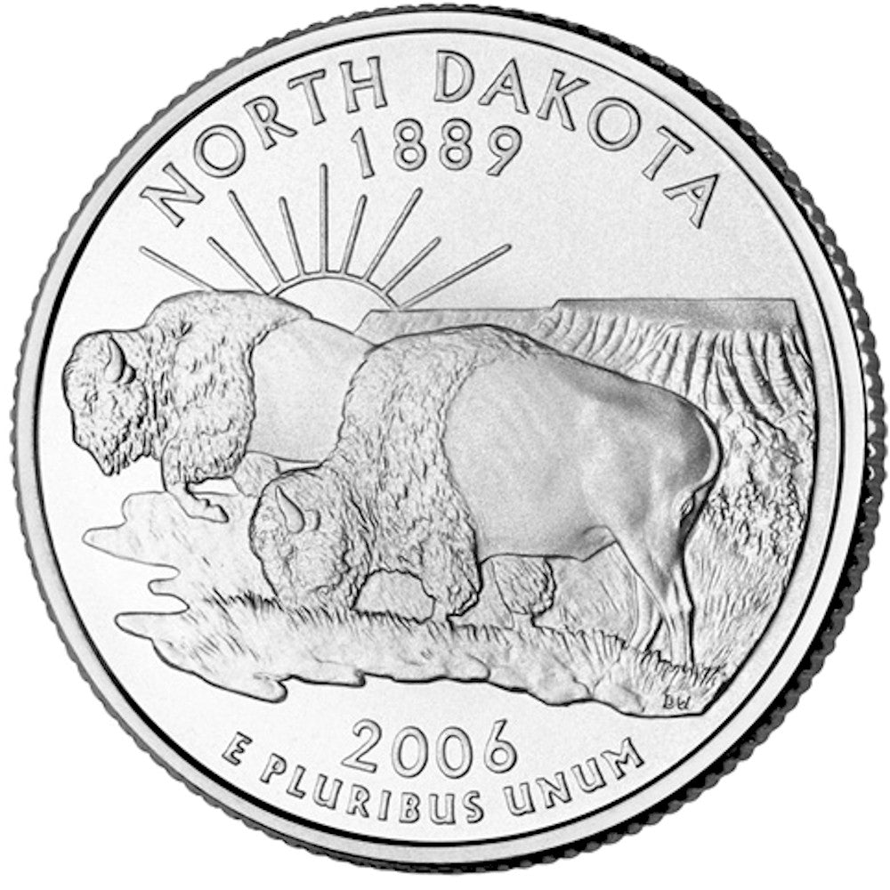 2006-D North Dakota USA Statehood Quarter Uncirculated (MS-60)