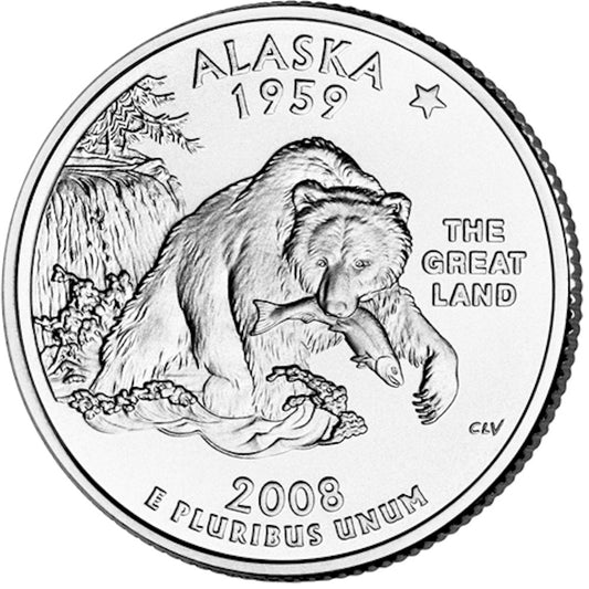 2008-D Alaska USA Statehood Quarter Uncirculated (MS-60)