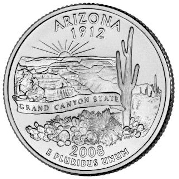 2008-D Arizona USA Statehood Quarter Uncirculated (MS-60)