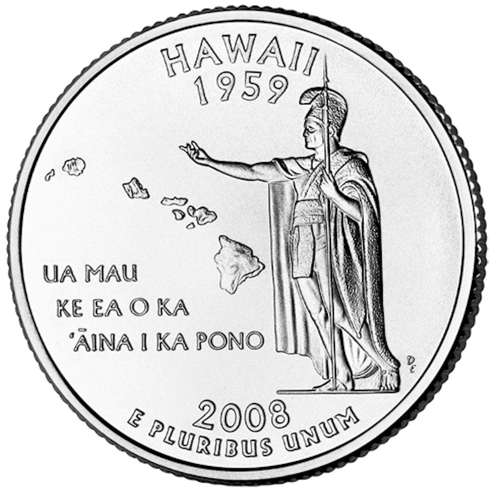 2008-D Hawaii USA Statehood Quarter Uncirculated (MS-60)