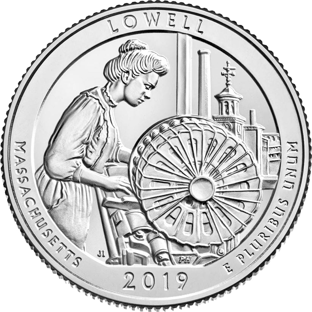 2019-D Lowell (Massachusetts) USA National Parks Quarter Uncirculated (MS-60)