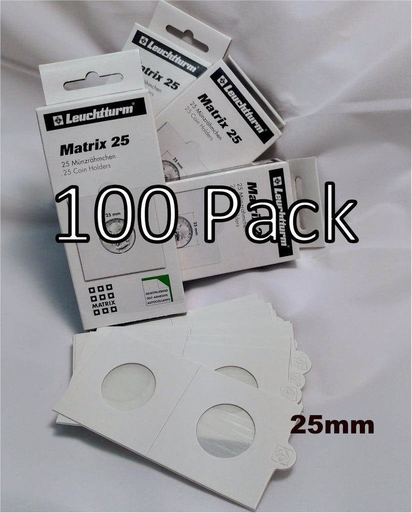 100 x (4 boxes) Self-Adhesive Cardboard 2x2 Holders 25ct size - 25mm.