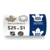 2017 Canada $1 100th Anniversary of the Toronto Maple Leafs Special Wrap Roll of 25pcs