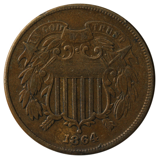 1864 Large Motto USA 2-cents Extra Fine (EF-40) $