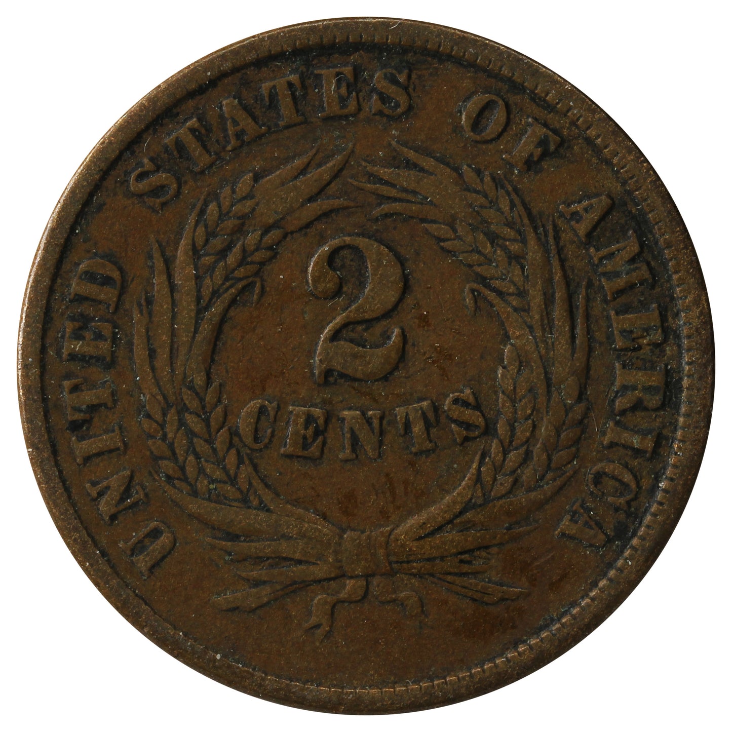 1864 Large Motto USA 2-cents Fine (F-12)