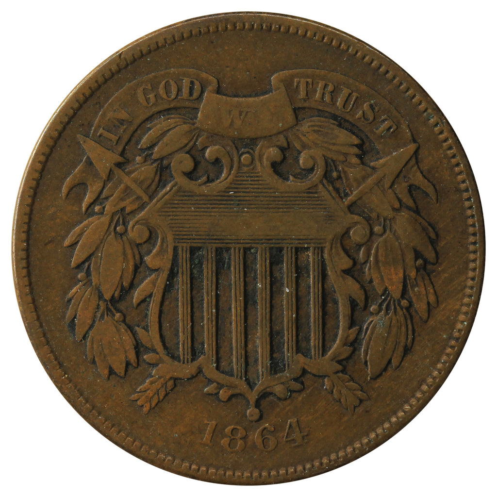 1864 Large Motto USA 2-cents F-VF (F-15)