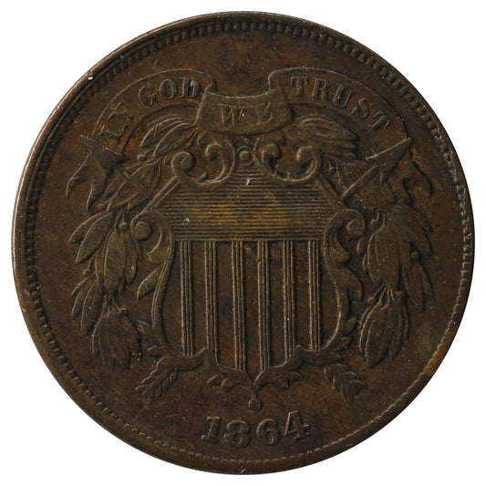 1864 Large Motto USA 2-cents VF-EF (VF-30)