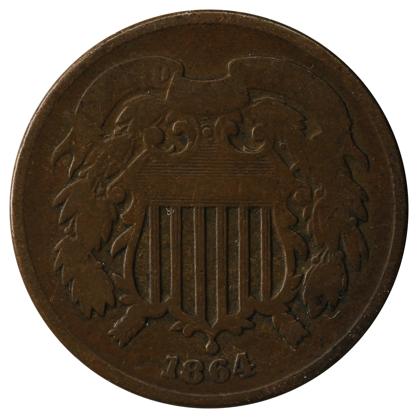 1864 Large Motto USA 2-cents VG-F (VG-10)