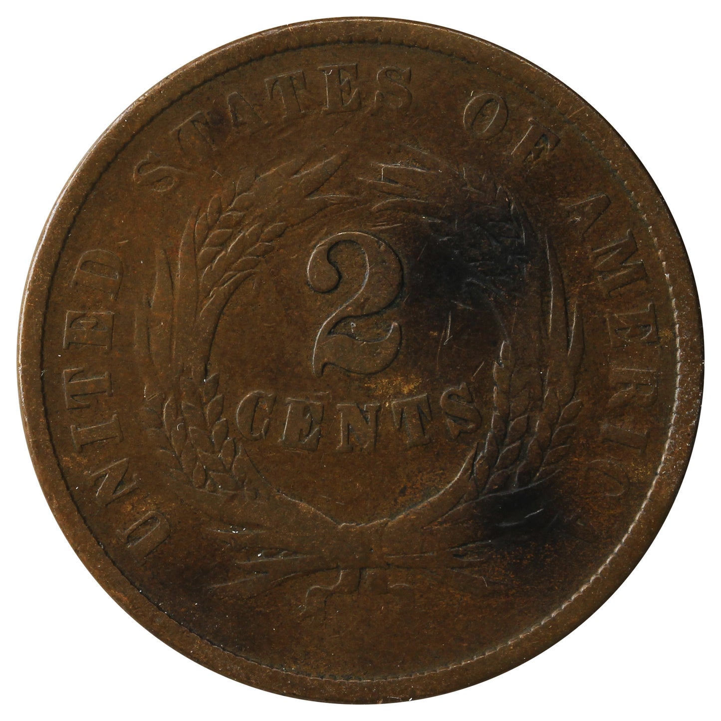 1864 Large Motto USA 2-cents VG-F (VG-10)