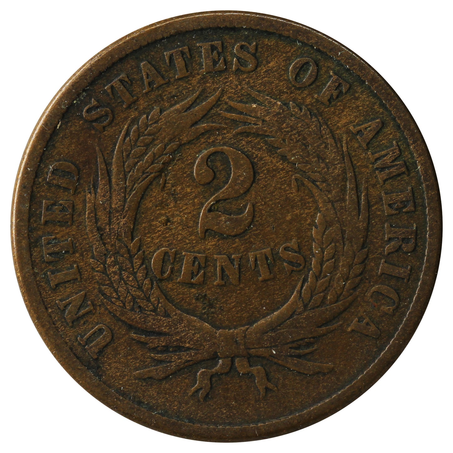 1865 USA 2 Cents Fine (F-12)