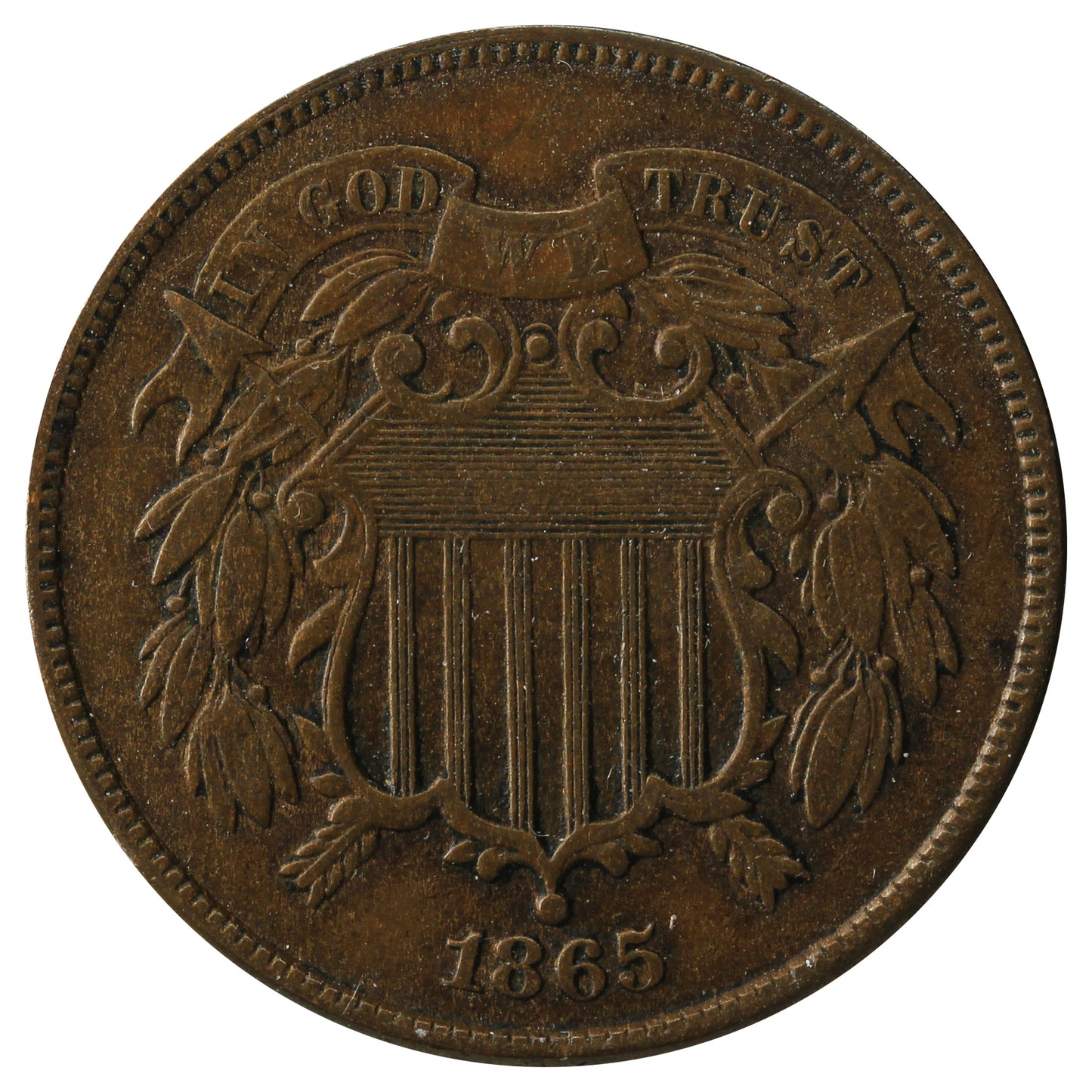 1865 USA 2 Cents VF-EF (VF-30)