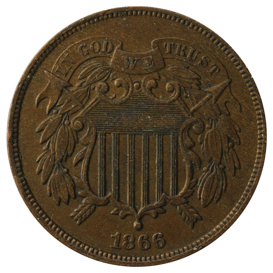 1866 USA 2 Cents Extra Fine (EF-40)