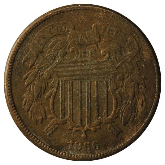 1866 USA 2 Cents VF-EF (VF-30)