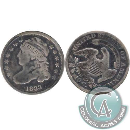 1833 Last 3 High USA Dime VG-F (VG-10)