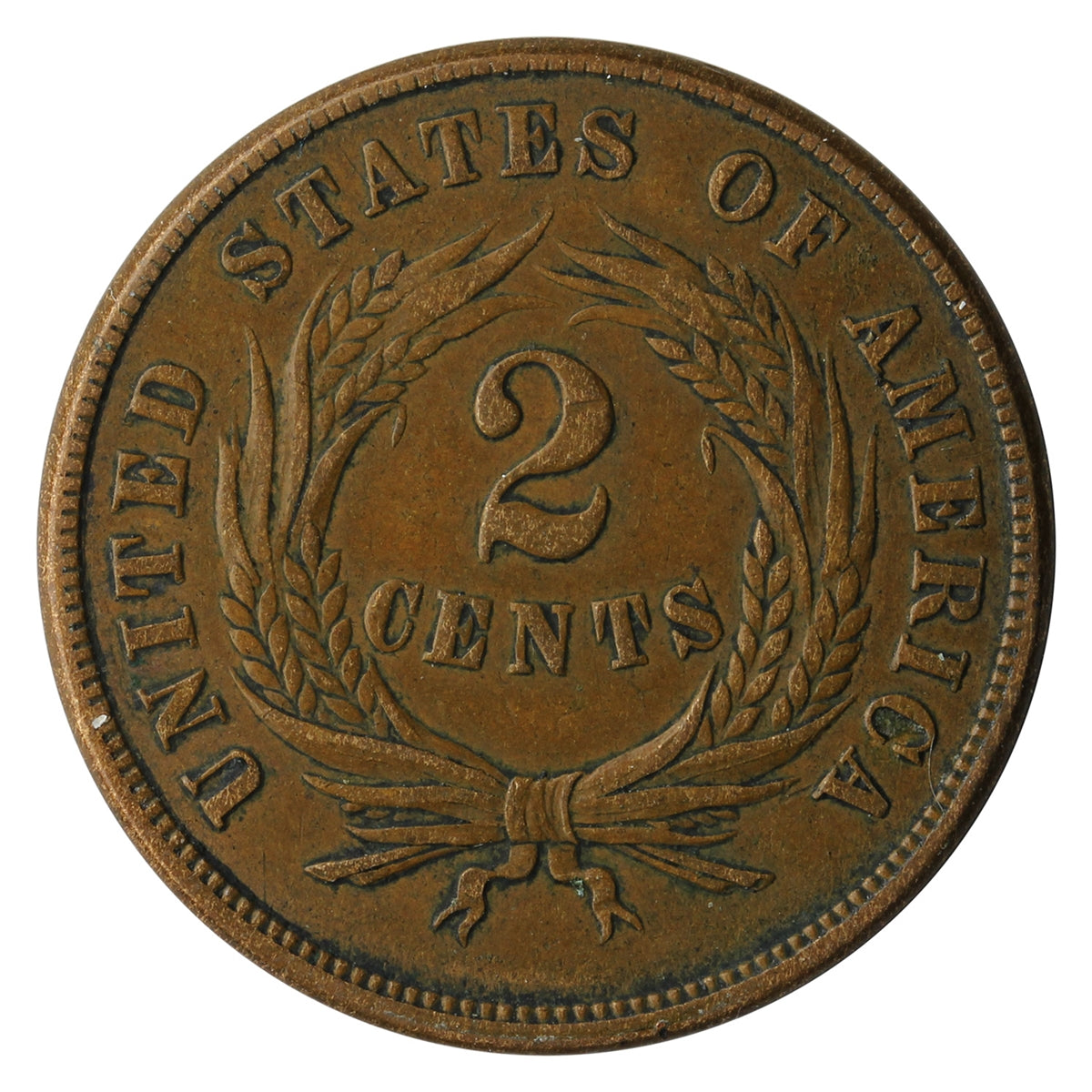 1865 USA 2 Cents Extra Fine (EF-40)