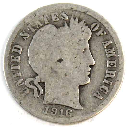 1916 Barber USA Dime About Good (G-3)