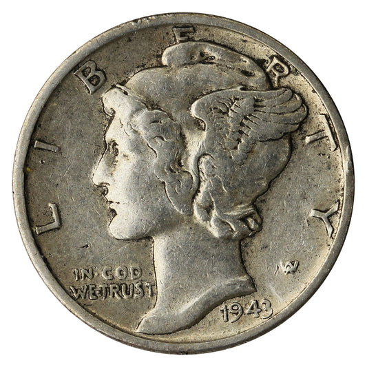 1943 D USA Dime VF-EF (VF-30)