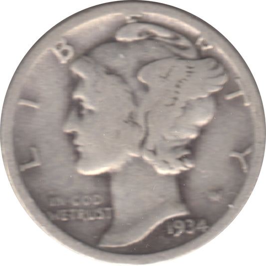 1934 D USA Dime Circulated