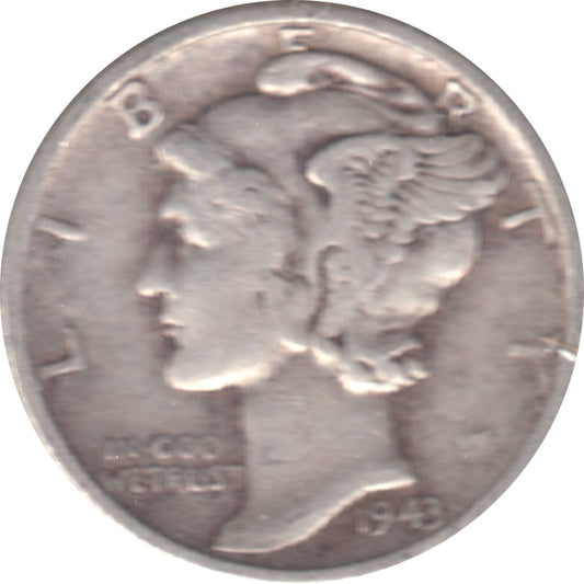 1943 D USA Dime Circulated