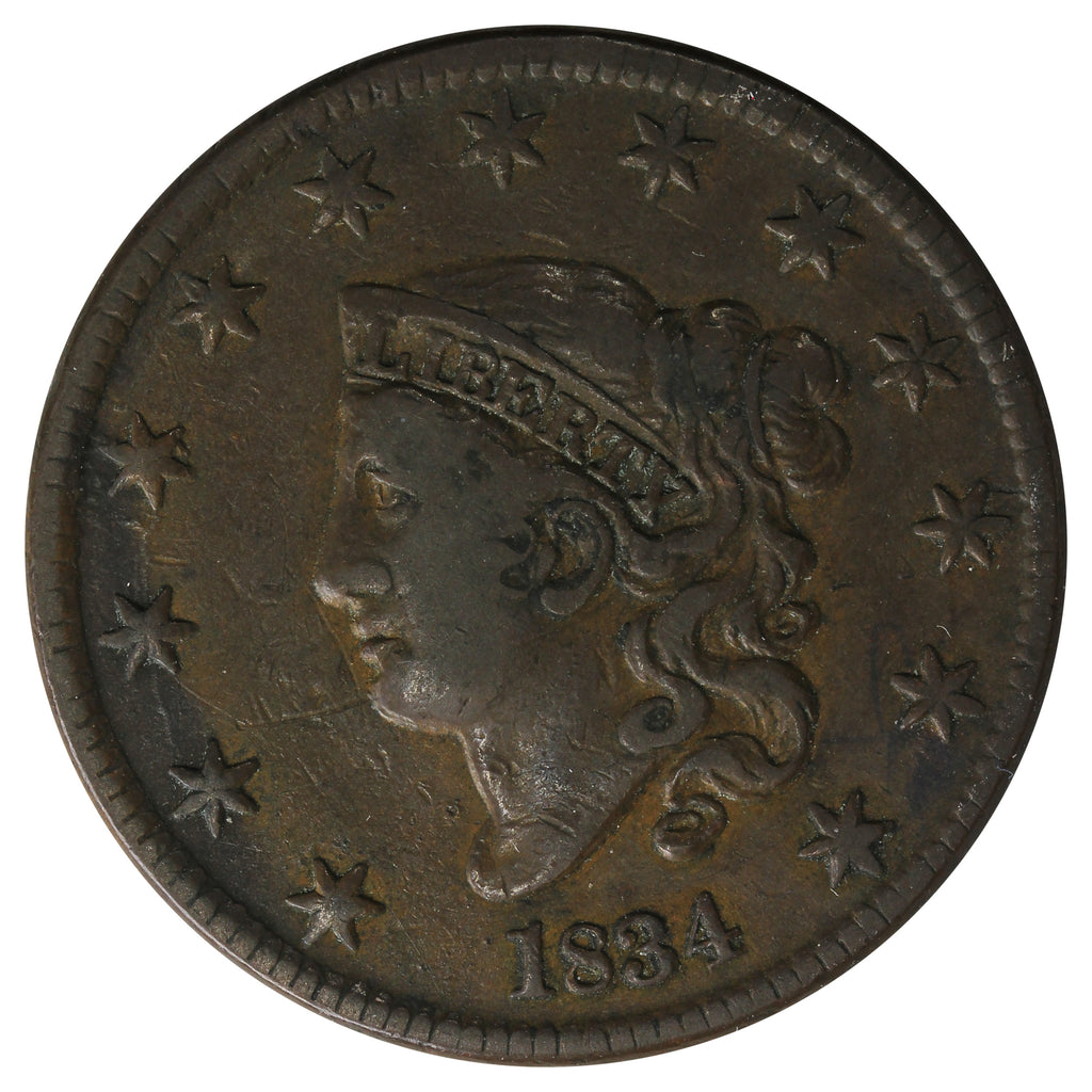 1834 Small 8, Large Stars, Medium Letters USA Cent Very Fine (VF-20) $