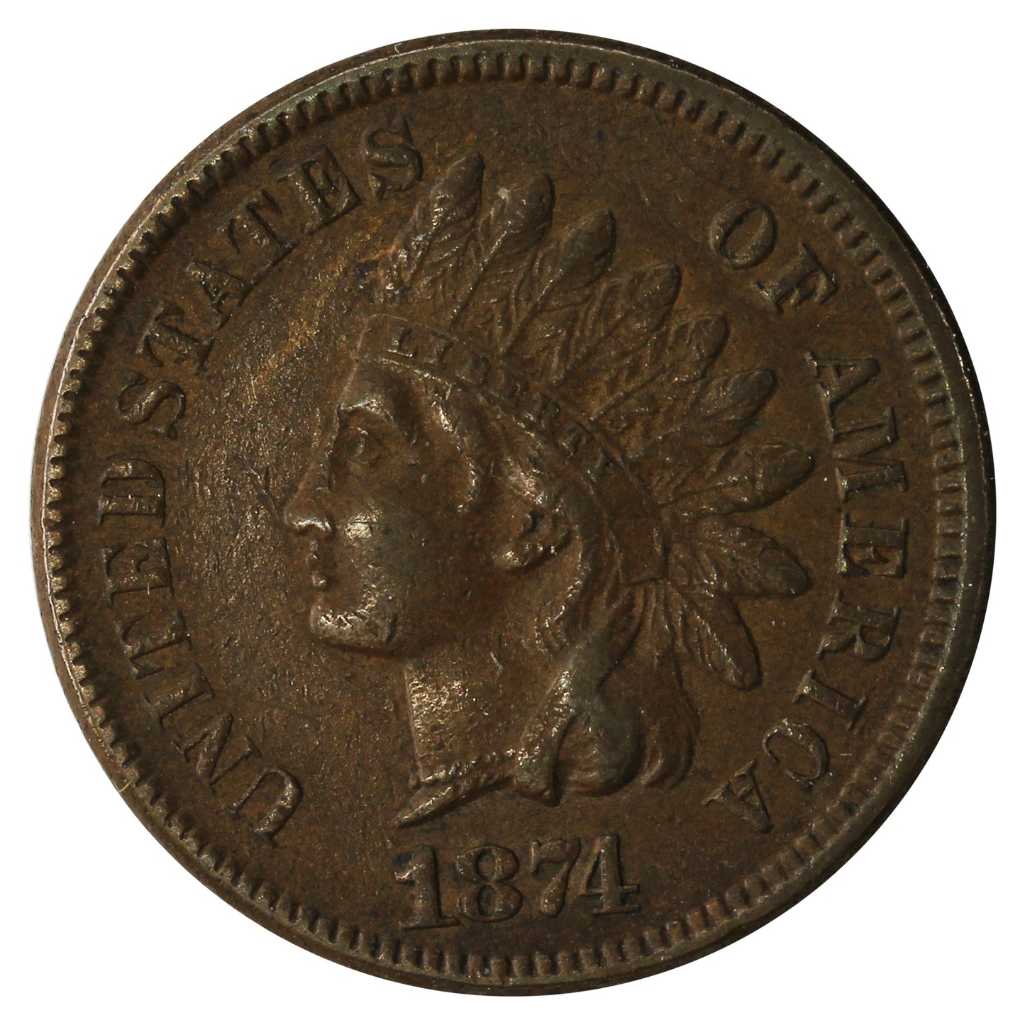 1874 USA Cent VF-EF (VF-30) $