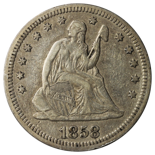 1858 USA Quarter VF-EF (VF-30) $