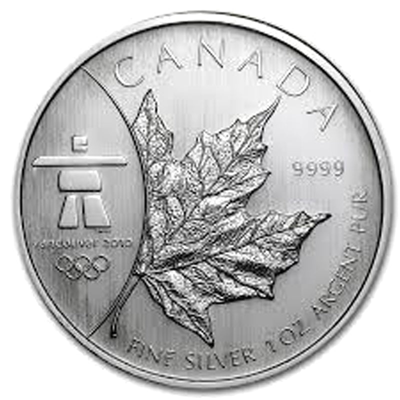 SALE! 2008 Olympic $5 Commemorative 1oz Silver Maple Leaf (No Tax) May be lightly toned/spotted