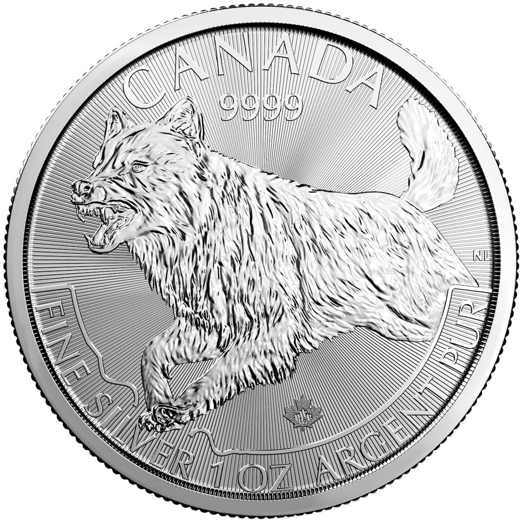 2018 Canada $5 Predator - Wolf 1oz .999 Silver (No Tax) May be lightly toned