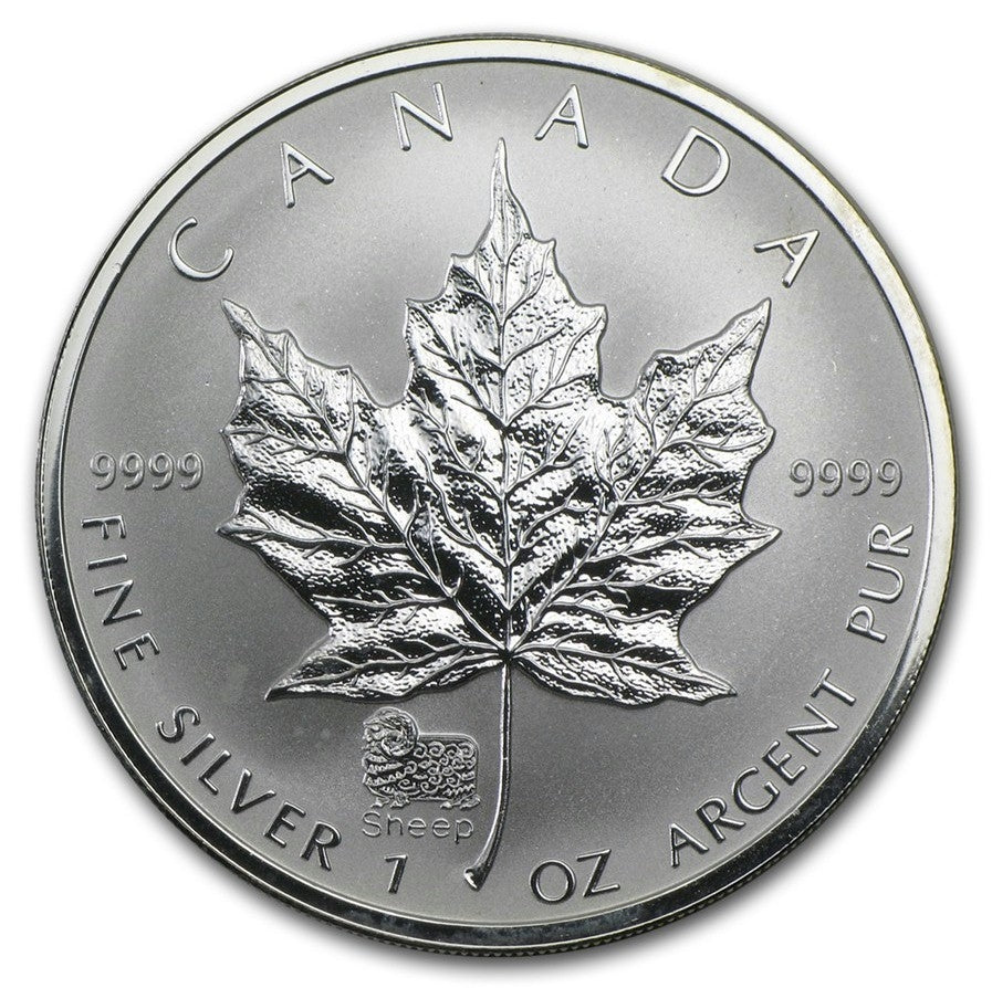 SALE! 2003 Canada $5 Sheep Privy 1oz Silver Maple Leaf (TAX Exempt) Lightly Toned