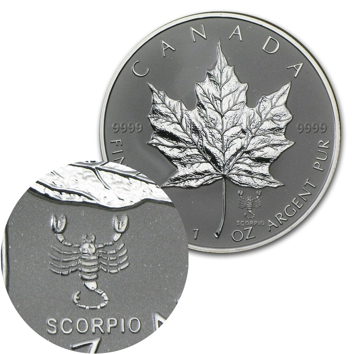 2004 Canada Scorpio Privy Mark 1oz. Silver Maple Leaf (TAX Exempt)