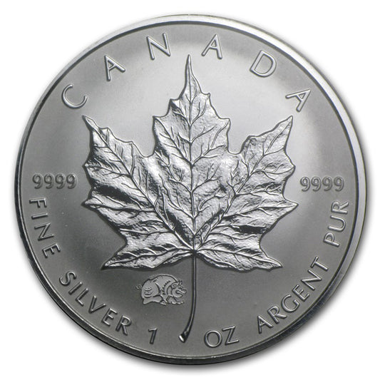 SALE! 2007 Canada $5 Pig Privy 1oz .9999 Silver Maple Leaf (TAX Exempt) Lightly Toned