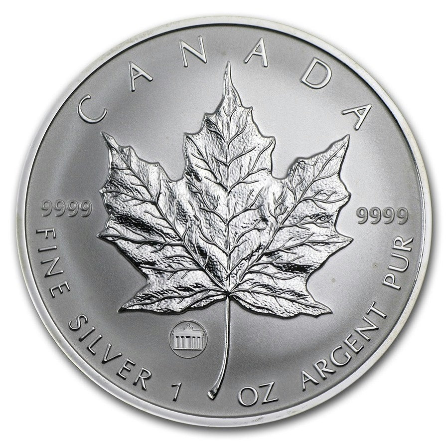 2009 Canada $5 Brandenburg Gate Privy Silver Maple Leaf (No Tax) Toned/Spotted