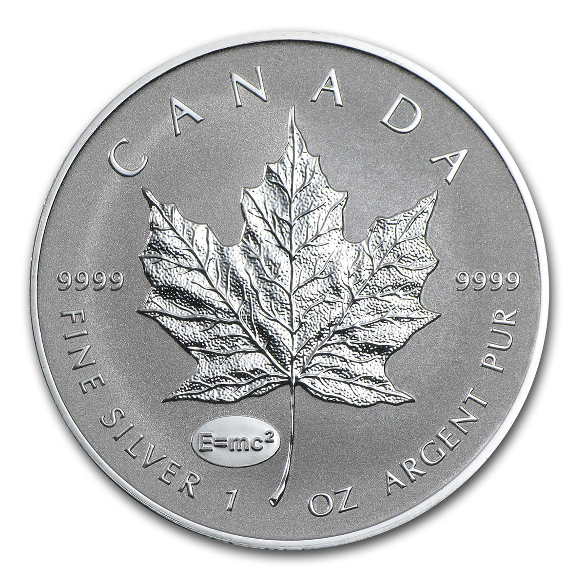 2015 Canada $5 E=mc2 Einstein Privy 1oz Silver Maple Leaf (No Tax) Light toning