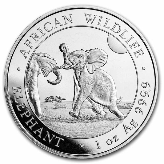 2024 Somali Republic 100 Shillings Elephant 1oz. .9999 Silver (No Tax) Lightly Toned