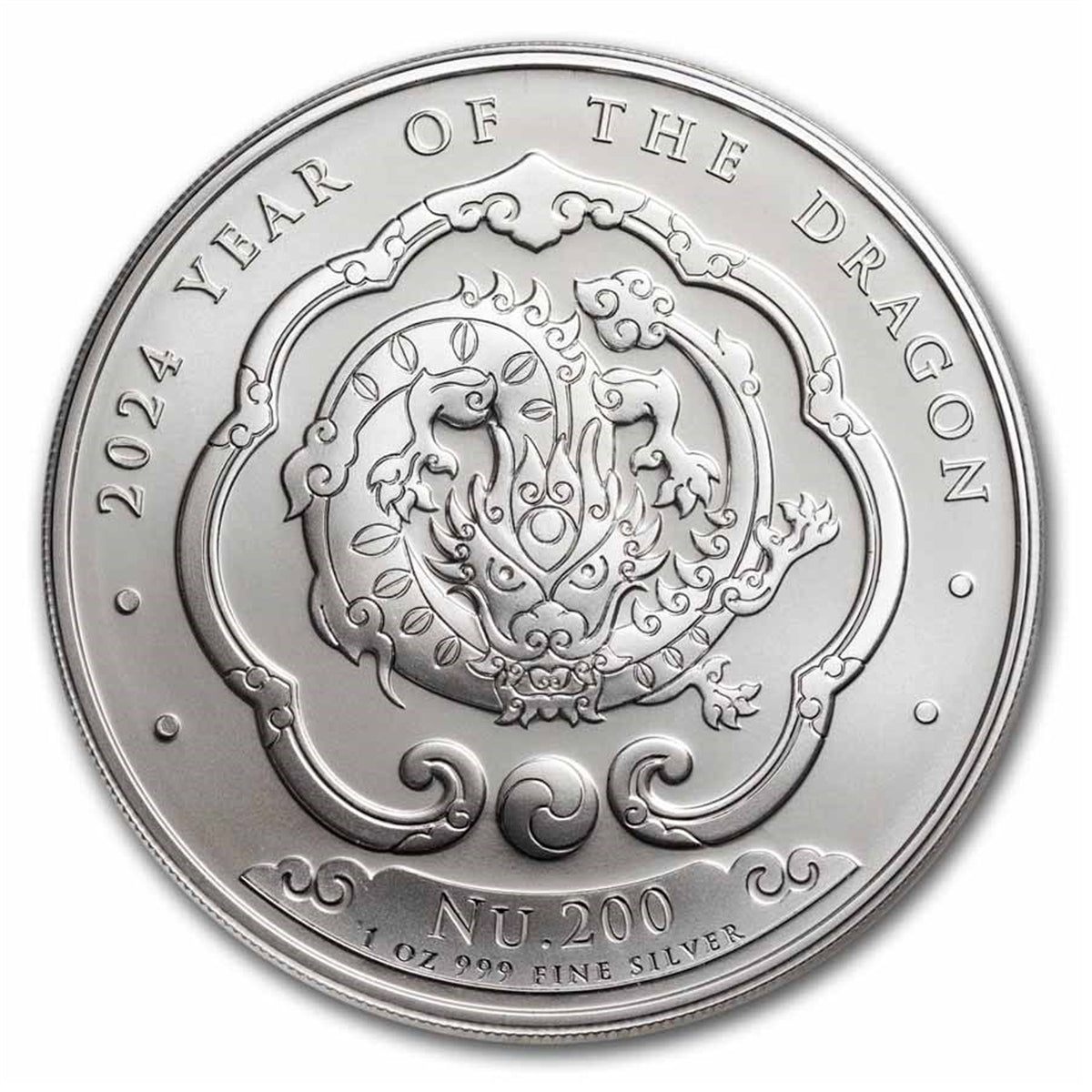 2024 Bhutan NU. 200 Lunar Dragon BU 1oz Silver (No Tax)