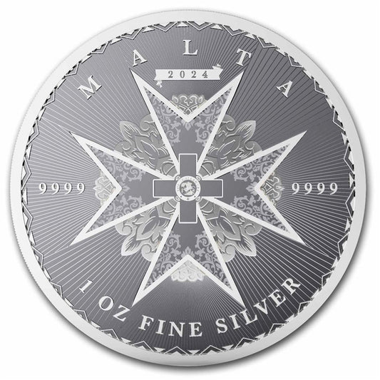 2024 Malta &euro;5 Maltese Cross BU 1oz .999 Silver Coin (No Tax)