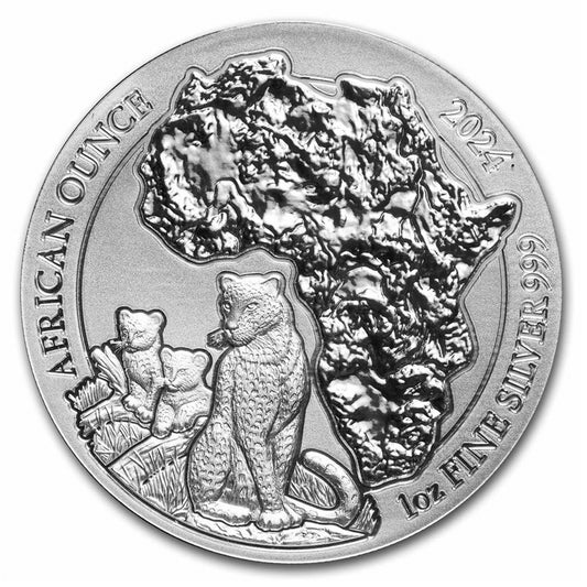 2024 Rwanda 50 RWF Francs African Leopard 1oz. .999 Silver (No Tax)