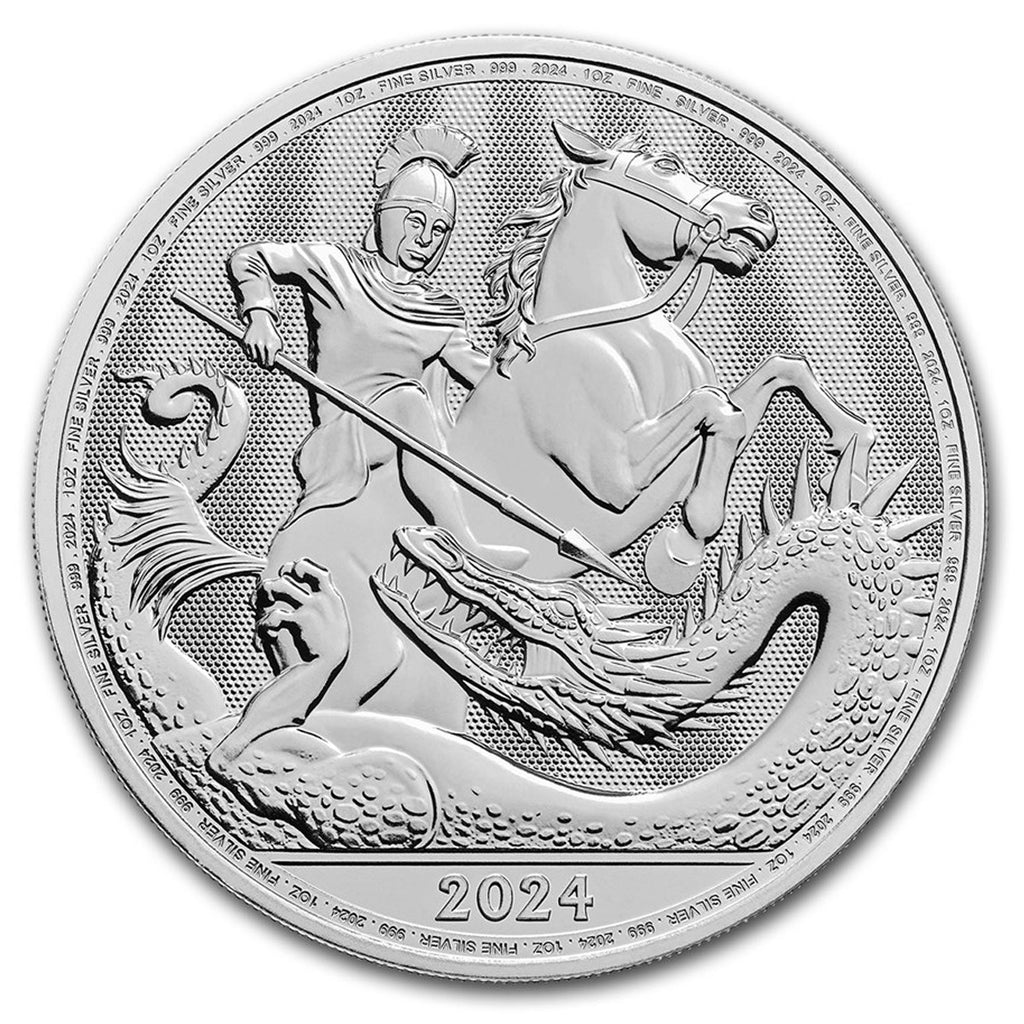 SALE! 2024 Great Britain 2-Pound St. George and the Dragon 1oz. .999 Silver (No Tax)