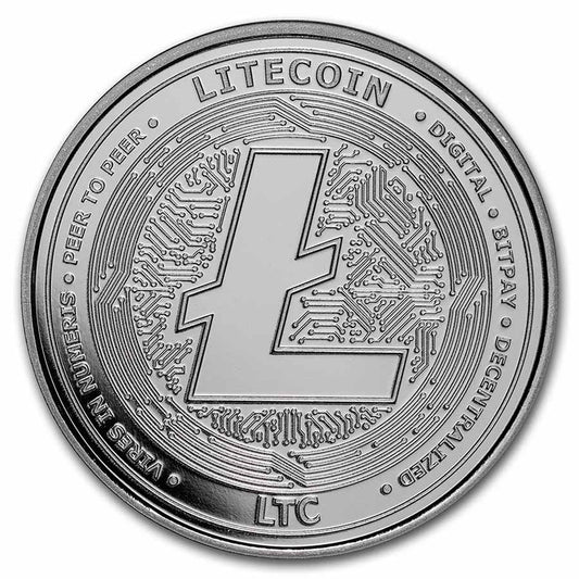 Litecoin 1oz. .999 Silver Round (TAX Exempt) Lightly Toned