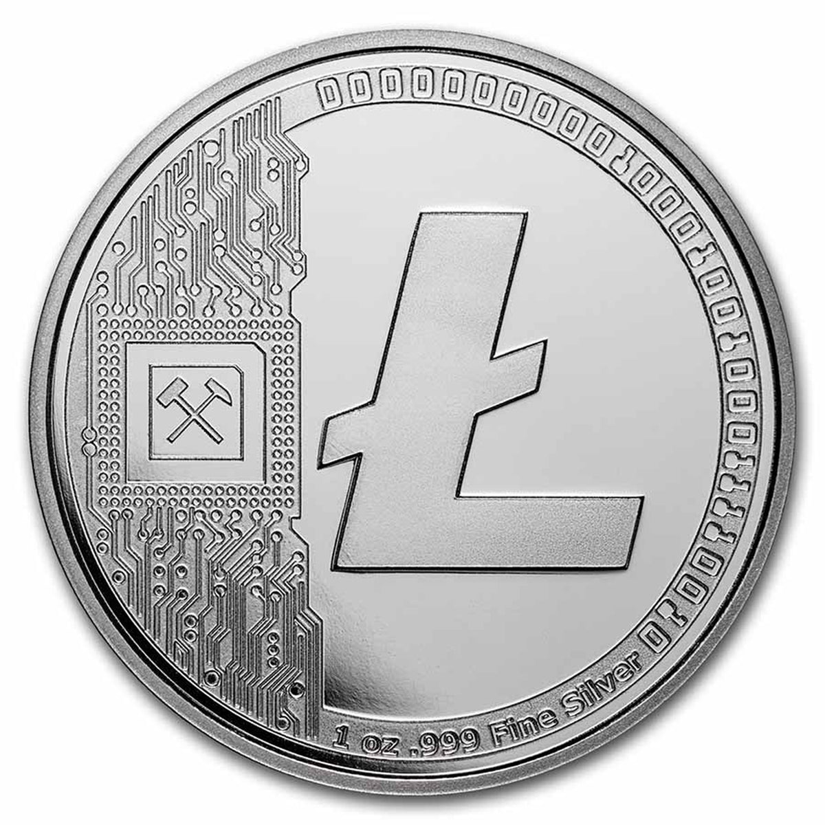 Litecoin 1oz. .999 Silver Round (TAX Exempt) Lightly Toned