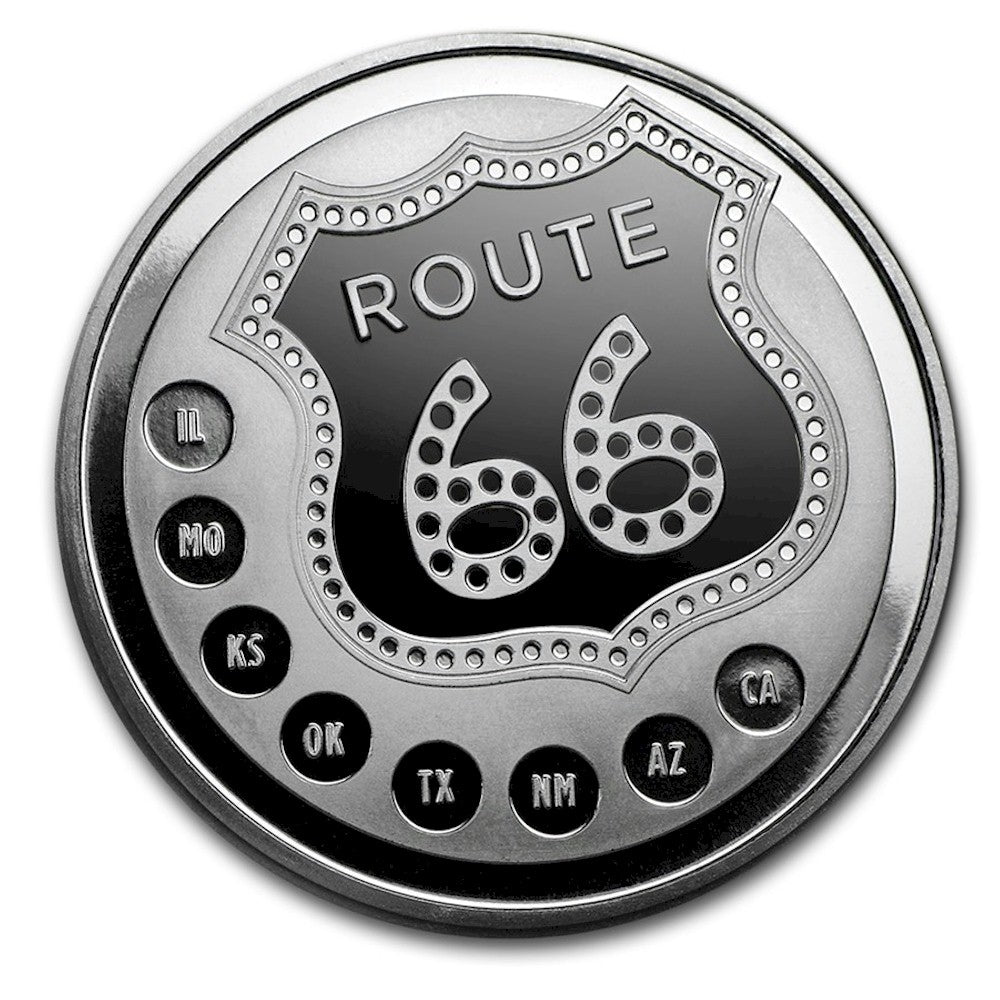 Get Your Kicks on Route 66 1oz. Silver Round (TAX Exempt)