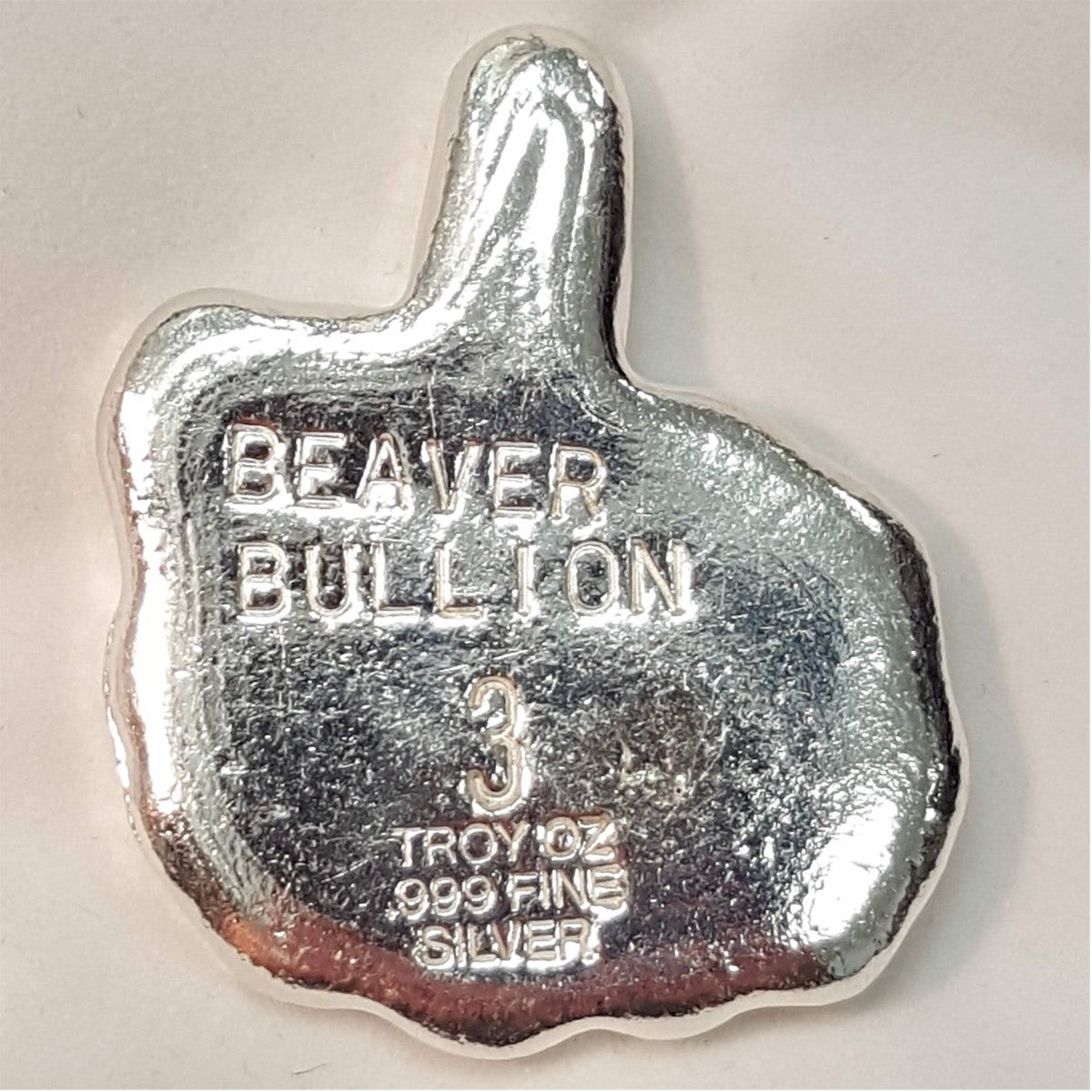 Beaver Bullion Middle Finger 3oz. .999 Fine Silver (No Tax)