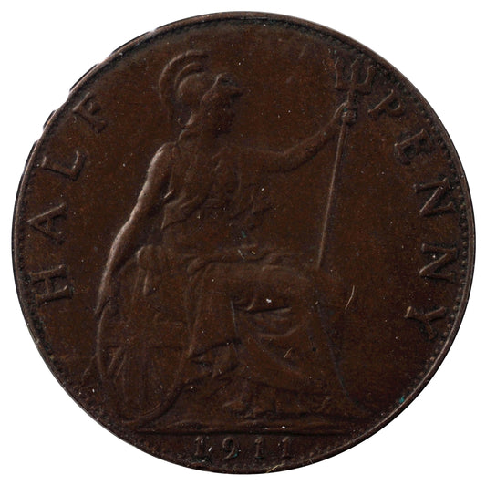 Great Britain 1911 1/2 Penny EF-AU (EF-45)