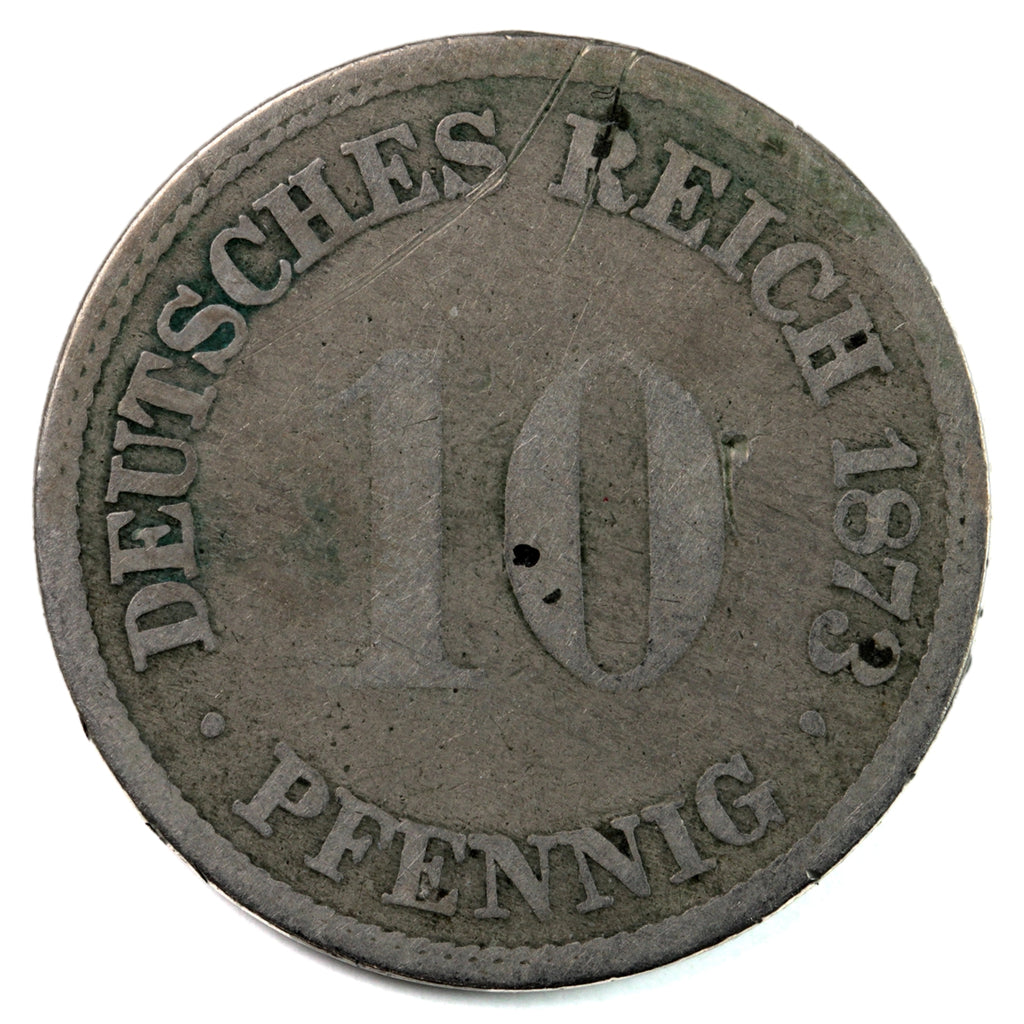 German Empire 1873H 10 Pfennig Fine (F-12) $