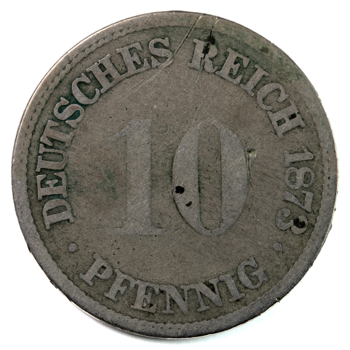 German Empire 1873H 10 Pfennig Fine (F-12) $