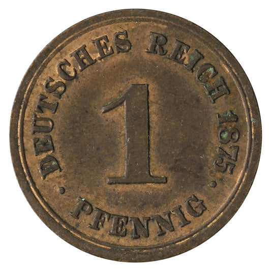 German Empire 1875D Pfennig Almost Uncirculated (AU-50) $