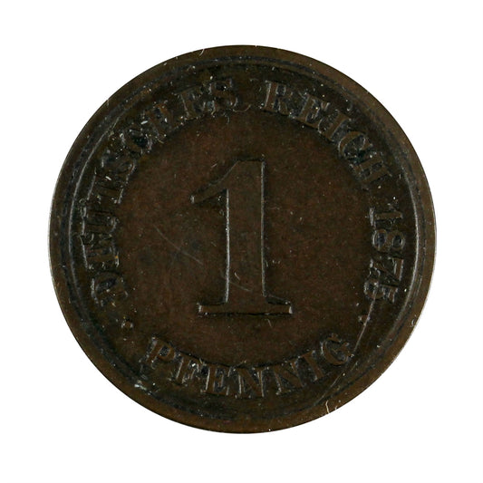 German Empire 1875J Pfennig Extra Fine (EF-40)