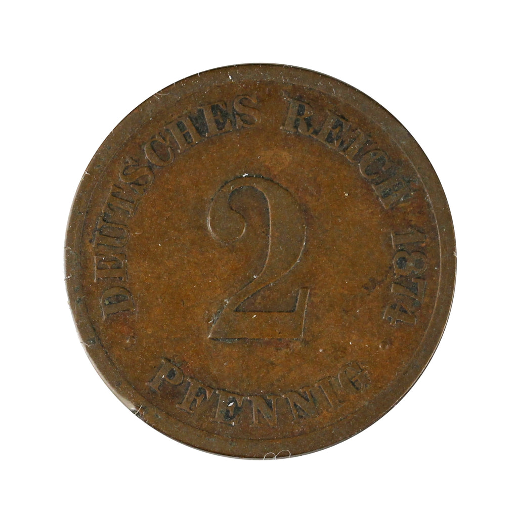 German Empire 1874E 2 Pfennig Very Fine (VF-20)